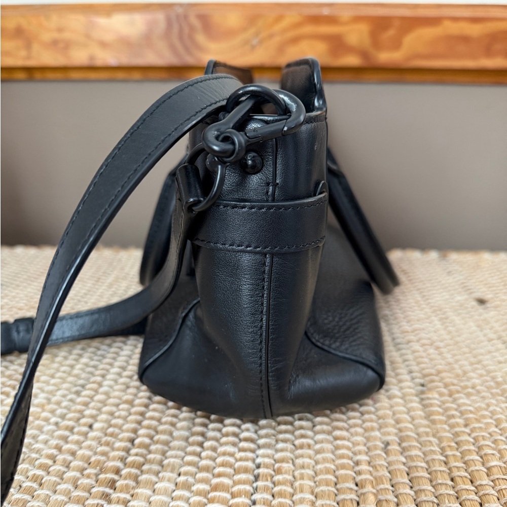 Coach Black Carryall Black Bubbled Pebbled Leather Satchel Handbag - Picture 10 of 16